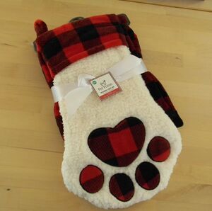 Pet Posse Dog Puppy Paw Print Christmas Holiday Gift Set Stocking & Blanket NWT